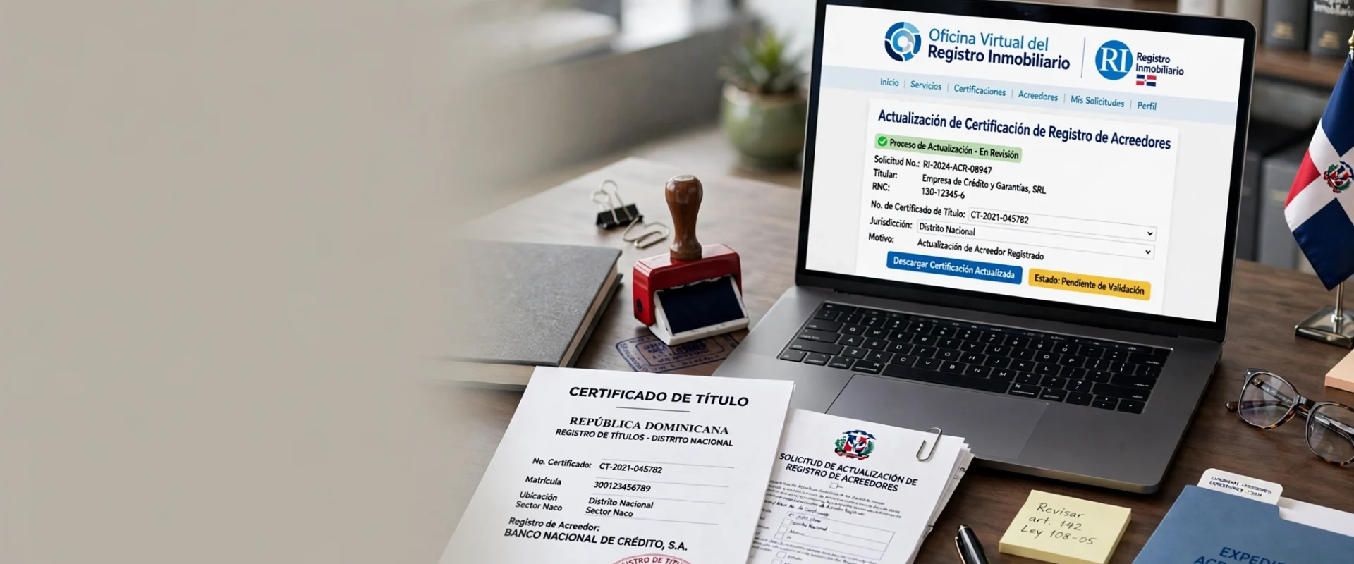 actualización de certificación de registro de acreedores